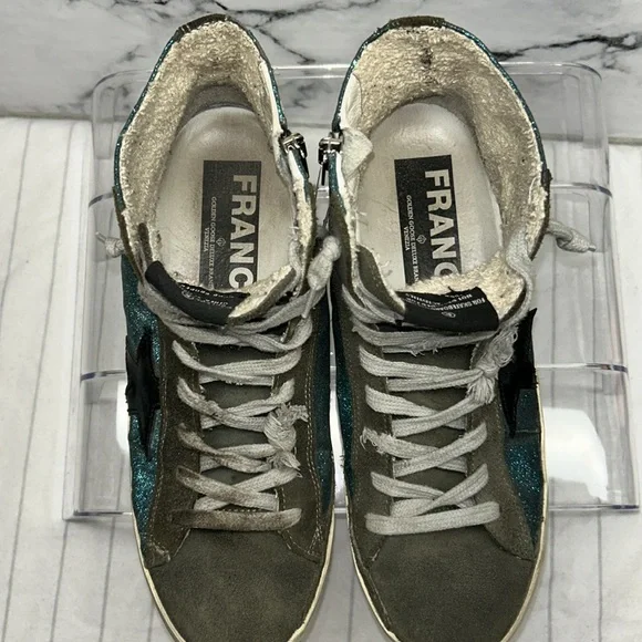 Golden Goose Women's Teal and Black Glitter Sneakers trainers Size 39 EU - Picture 8 of 12